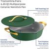imageTramontina Fiora 425Quart Multipurpose Ceramic Non Stick Cooking Pan with Lid Frost BlueGreen