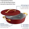 imageTramontina Fiora 425Quart Multipurpose Ceramic Non Stick Cooking Pan with Lid Frost BlueMerlot