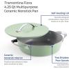 imageTramontina Fiora 425Quart Multipurpose Ceramic Non Stick Cooking Pan with Lid Frost BlueMint