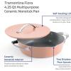 imageTramontina Fiora 425Quart Multipurpose Ceramic Non Stick Cooking Pan with Lid Frost BlueSpanish Villa