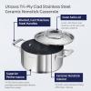 imageTramontina Utsava TriPly Clad Stainless Steel 325Quart Casserole with Lid and Ceramic Non Stick Interior InductionReady Small Dutch Oven PotSilver