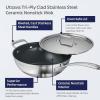 imageTramontina Utsava TriPly Clad Stainless Steel 375Quart Wok with Lid and Ceramic Non Stick Interior InductionReady Cooking Pan