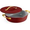imageTramontina Fiora 425Quart Multipurpose Ceramic Non Stick Cooking Pan with Lid Frost BlueMerlot