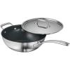 imageTramontina Utsava TriPly Clad Stainless Steel 375Quart Wok with Lid and Ceramic Non Stick Interior InductionReady Cooking Pan