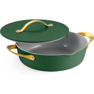 imageTramontina Fiora 425Quart Multipurpose Ceramic Non Stick Cooking Pan with Lid Frost BlueGreen
