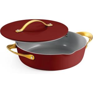 imageTramontina Fiora 425Quart Multipurpose Ceramic Non Stick Cooking Pan with Lid Frost BlueMerlot