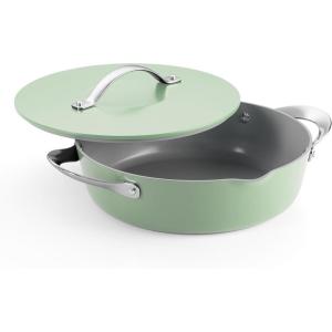 imageTramontina Fiora 425Quart Multipurpose Ceramic Non Stick Cooking Pan with Lid Frost BlueMint