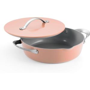 imageTramontina Fiora 425Quart Multipurpose Ceramic Non Stick Cooking Pan with Lid Frost BlueSpanish Villa
