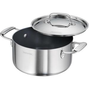 imageTramontina Utsava TriPly Clad Stainless Steel 325Quart Casserole with Lid and Ceramic Non Stick Interior InductionReady Small Dutch Oven PotSilver