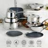imageTramontina Utsava TriPly Clad Stainless Steel 4Quart Kadai with Lid and Ceramic Non Stick Interior InductionReady Large Kadhai Pot for Indian CookingSilver