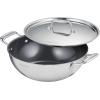 imageTramontina Utsava TriPly Clad Stainless Steel 4Quart Kadai with Lid and Ceramic Non Stick Interior InductionReady Large Kadhai Pot for Indian CookingSilver