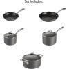 imageTramontina OnyxPro Hard Anodized Non Stick 3Quart Sauce Pan with Glass Lid Oven SafeCookware Set